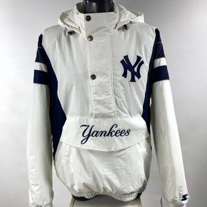 NEW YORK YANKEES Starter Pull Over Half Zip Jacket Special Edition WHITE 3X - 6X